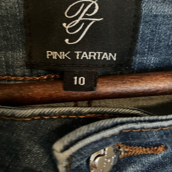 Pink Tartan Jeans - Cropped Frayed Hem - Picture 2 of 7